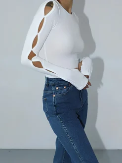 Keyhole Cutout Long Sleeve Bodysuit