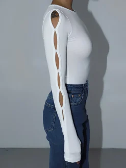 Keyhole Cutout Long Sleeve Bodysuit
