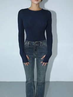 Keyhole Cutout Long Sleeve Bodysuit