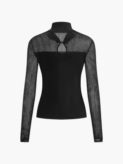 Keyhole Neckline Semi-Sheer Knit Top