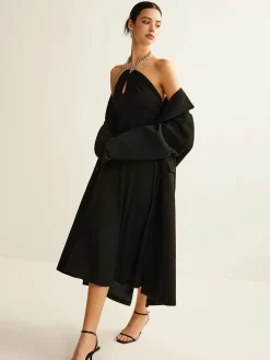 Keyhole Neckline Sleeveless Halter Dress