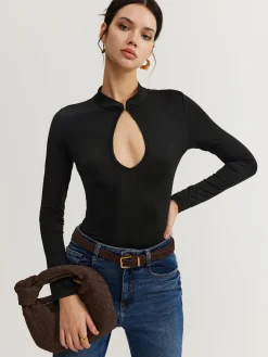 Keyhole Neckline Thin Bodysuit
