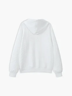 Knit Cable Long Sleeve Drawstring Hoody