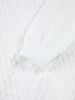 Knit Cable Long Sleeve Drawstring Hoody