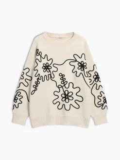Knit Floral Oversized Sweater