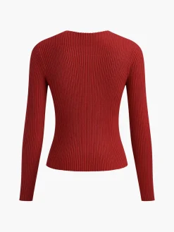 Knit Ribbed Crew Neck Asymmetric Top