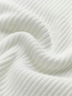 Knit Ribbed Crew Neck Asymmetric Top