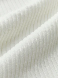 Knit Ribbed Crew Neck Asymmetric Top