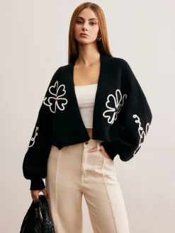Knit-Floral Short Outerwear