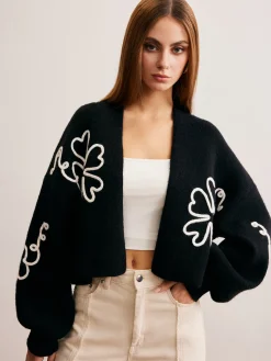 Knit-Floral Short Outerwear