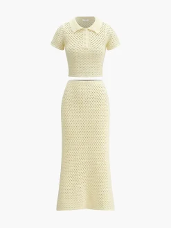 Knitted Beaded Midi Skirt Set