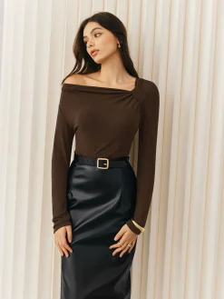 Knotted Cold-Shoulder Jersey Top