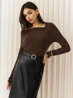 Knotted Cold-Shoulder Jersey Top