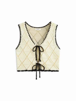 Knotted Contrast Trim Sweater Vest