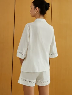 Knotted Cutout Half Sleeve Top With Shorts Set