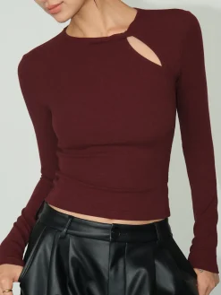 Knotted Cutout Skinny T-Shirt