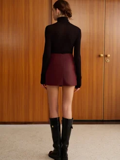 Knotted Faux Leather Skirt