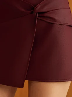 Knotted Faux Leather Skirt
