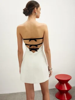 Knotted Open Back Piping Tube Dress