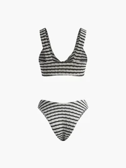 Knotted Stripe Knit Bikini Set