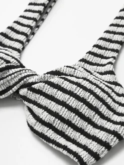 Knotted Stripe Knit Bikini Set
