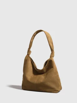 Knotted Suede Hobo Bag