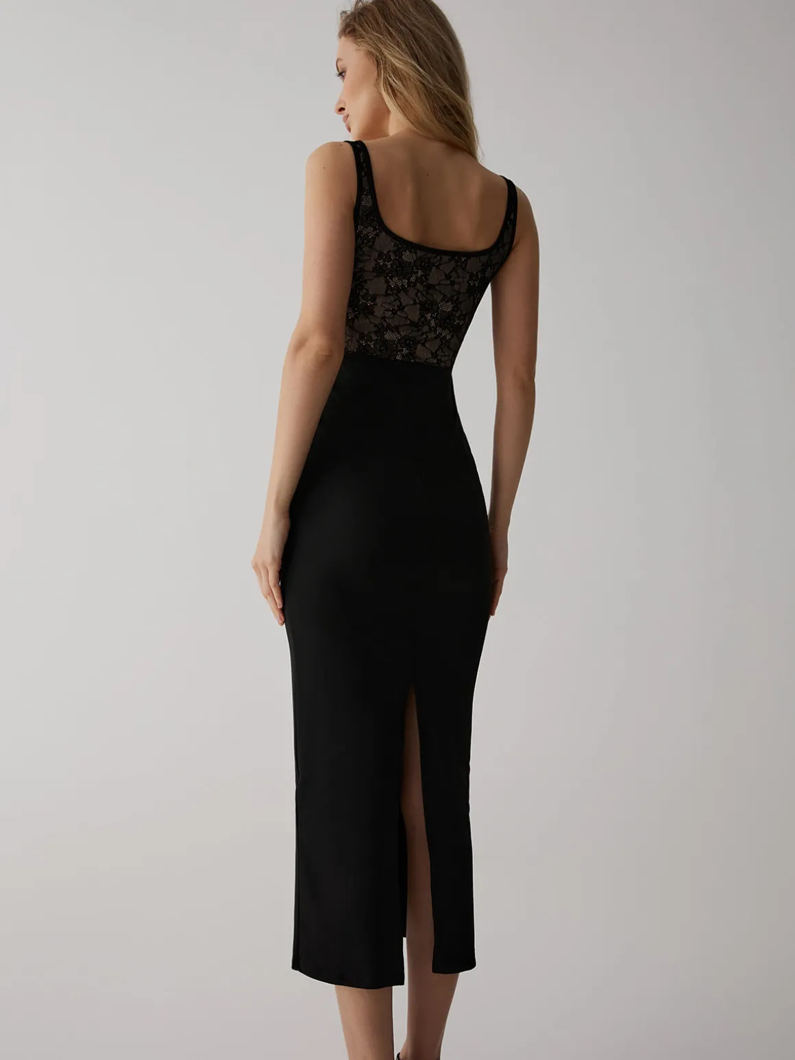 Lace Corset Square Neck Long Dress