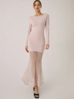 Lace Hem Mermaid Midi Sweater Dress