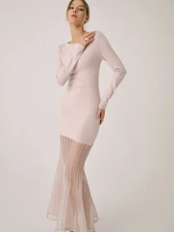 Lace Hem Mermaid Midi Sweater Dress