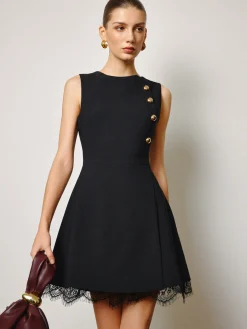 Lace Hem Metal-Detail Tank Dress