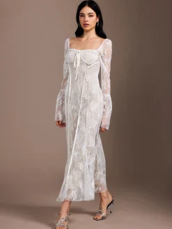 Lace Ruffle Flowy Dress