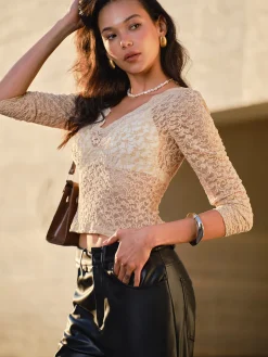 Lace Skinny Crop Blouse