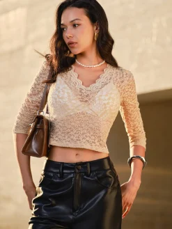 Lace Skinny Crop Blouse