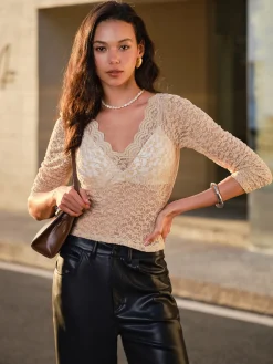 Lace Skinny Crop Blouse