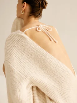 Lace Up Backless Oversize Sweater