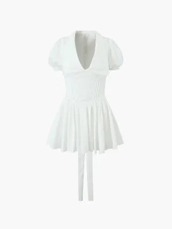 Lace Up Doll Collar Short Dress
