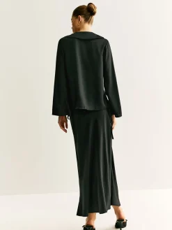 Lace Up Satin Midi Skirt Set