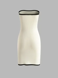 Lace Up Wrap Sweater Tube Dress