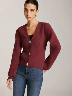 Lantern Sleeve Button Cardigan