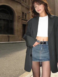 Lapel Button Pockets Blazer