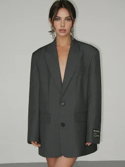 Lapel Button Pockets Blazer