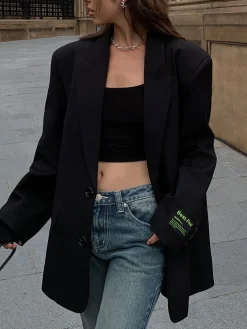 Lapel Button Pockets Blazer