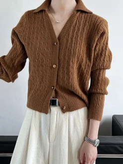 Lapel Button Short Cardigan