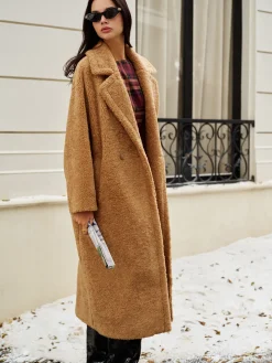 Lapel Minky Long Jacket