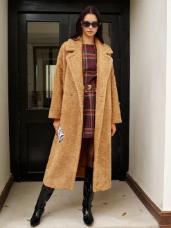 Lapel Minky Long Jacket