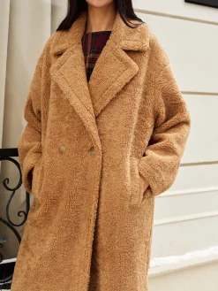 Lapel Minky Long Jacket