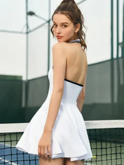 Lapel Panel Active Halter Dress