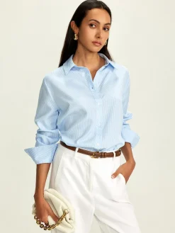 Lapel Pinstripe Versatile Shirt