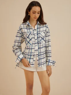 Lapel Plaid Printed Pockets Shirt