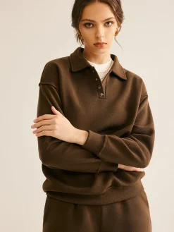 Lapel Plain Shorts Set